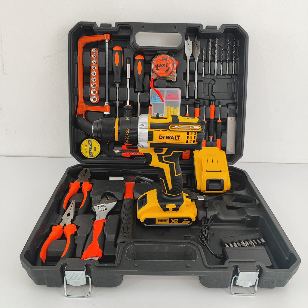 Kit de Taladro Inalámbrico y Herramientas DEWALT 24V (XR 5.0Ah)